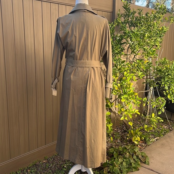 Tusso Olive Green Coat Long Line Belted Pockets Stretch Women's Size 3 - Picture 8 of 16